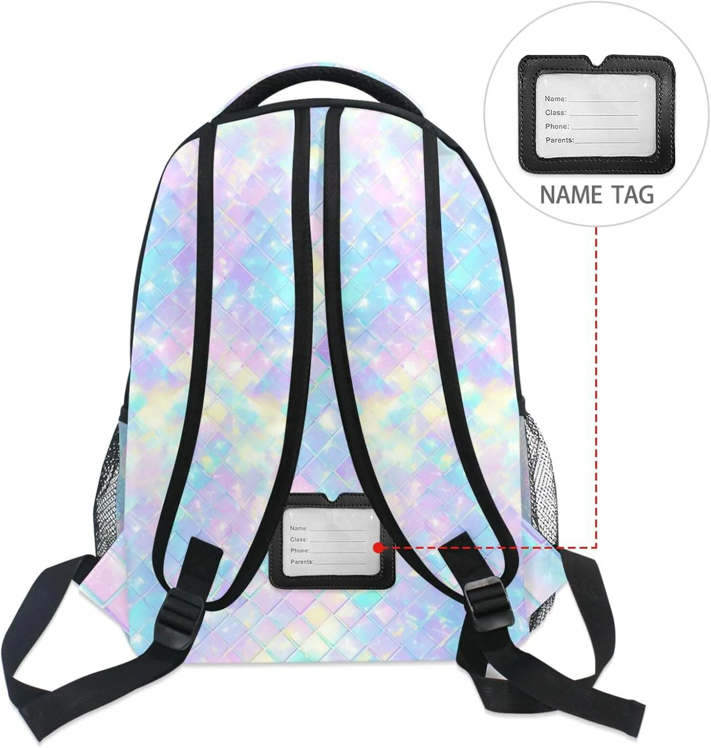 Cute Backpack for Men and Women Waterproof Business Work Bag with Chest Strap for Business Work College Travel Trip Rainbow Scales Shimmering