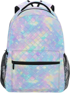 Cute Backpack for Men and Women Waterproof Business Work Bag with Chest Strap for Business Work College Travel Trip Rainbow Scales Shimmering