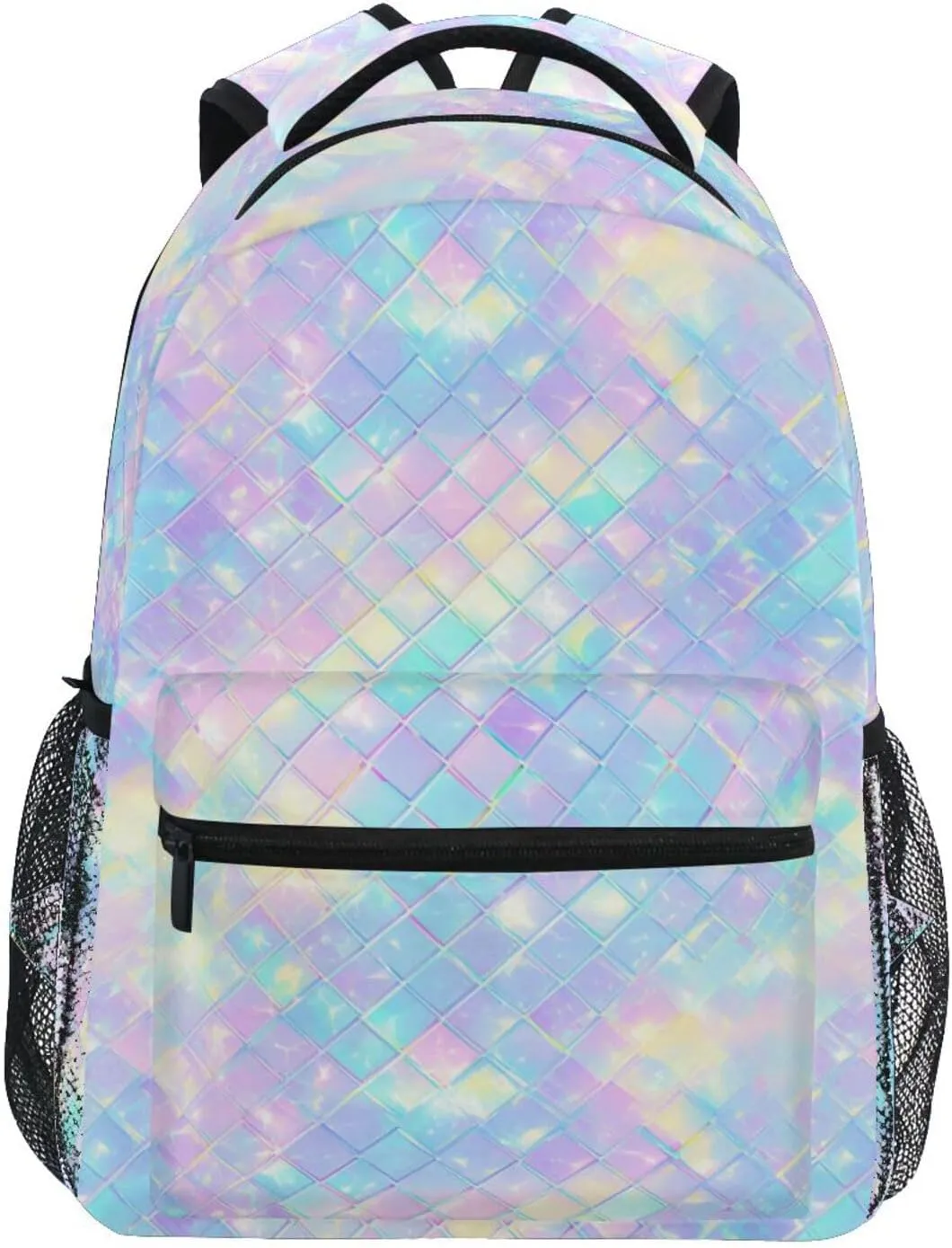 Cute Backpack for Men and Women Waterproof Business Work Bag with Chest Strap for Business Work College Travel Trip Rainbow Scales Shimmering