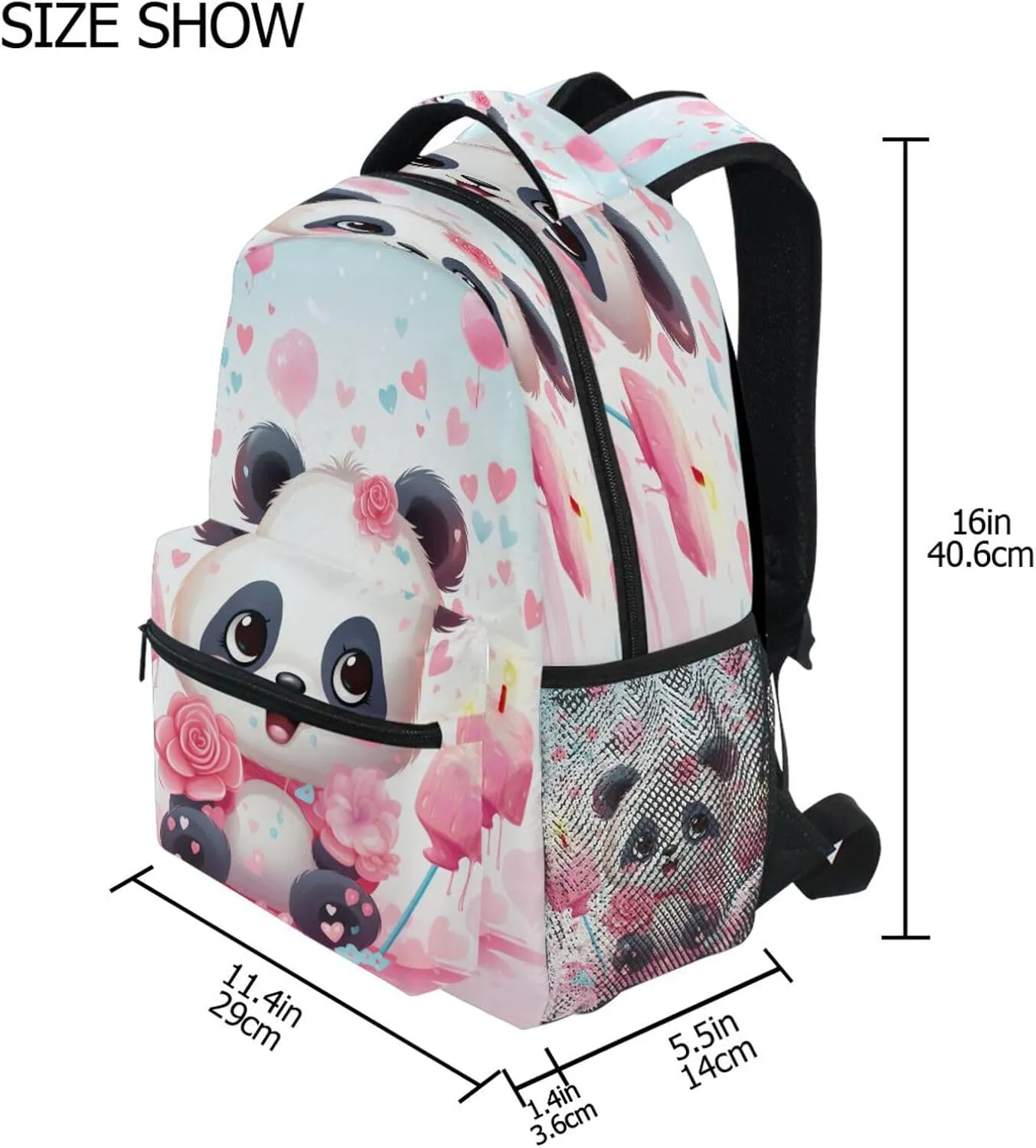 Cute Backpack for Men and Women Waterproof Sports Backpack with Chest Strap for Travel Trip Cute Panda Flower