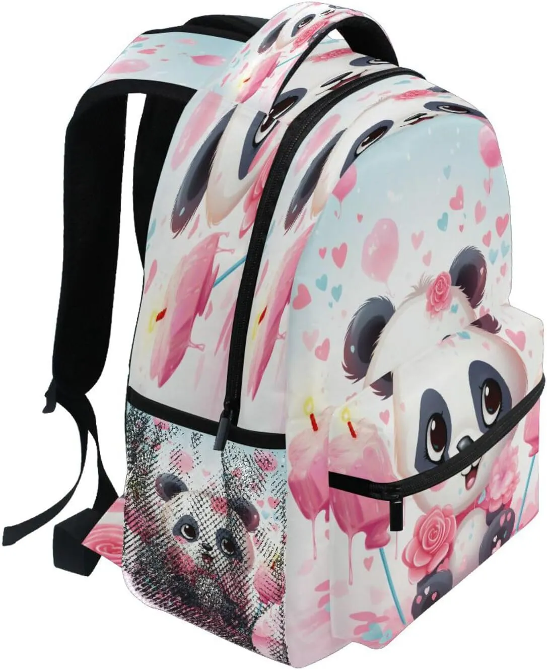Cute Backpack for Men and Women Waterproof Sports Backpack with Chest Strap for Travel Trip Cute Panda Flower