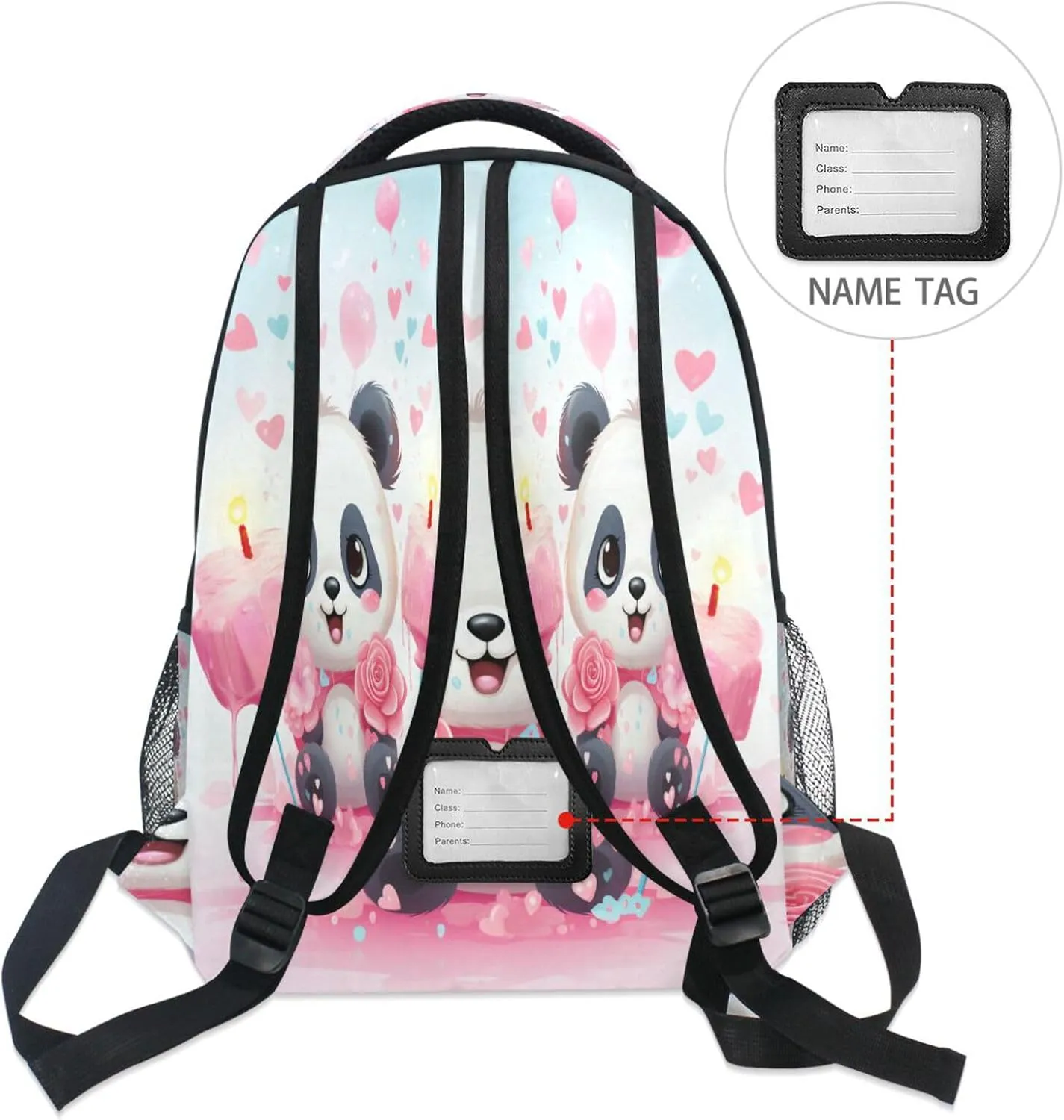 Cute Backpack for Men and Women Waterproof Sports Backpack with Chest Strap for Travel Trip Cute Panda Flower