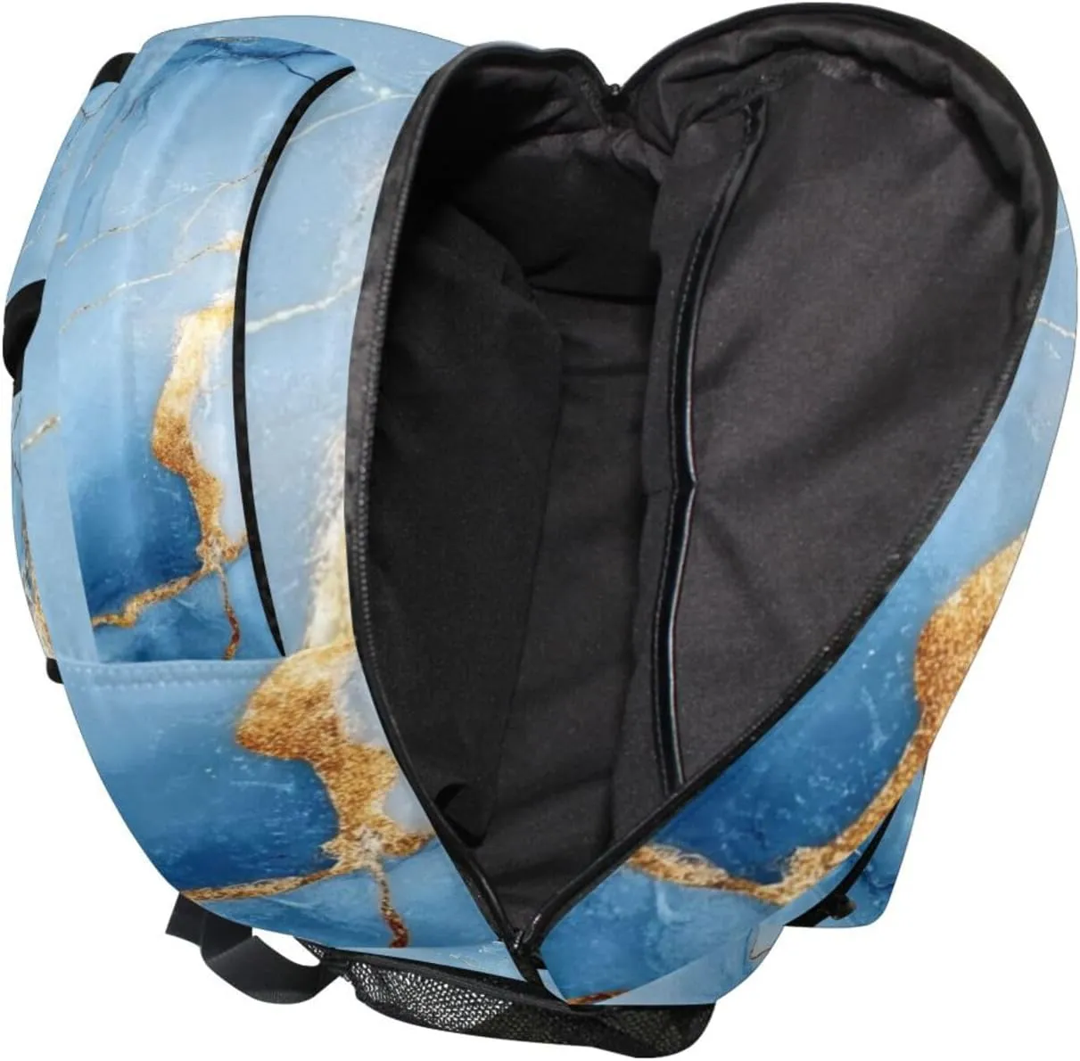Cute Backpack for Men Women Fashion Sports Backpack with Chest Strap for College Work Marble White Blue