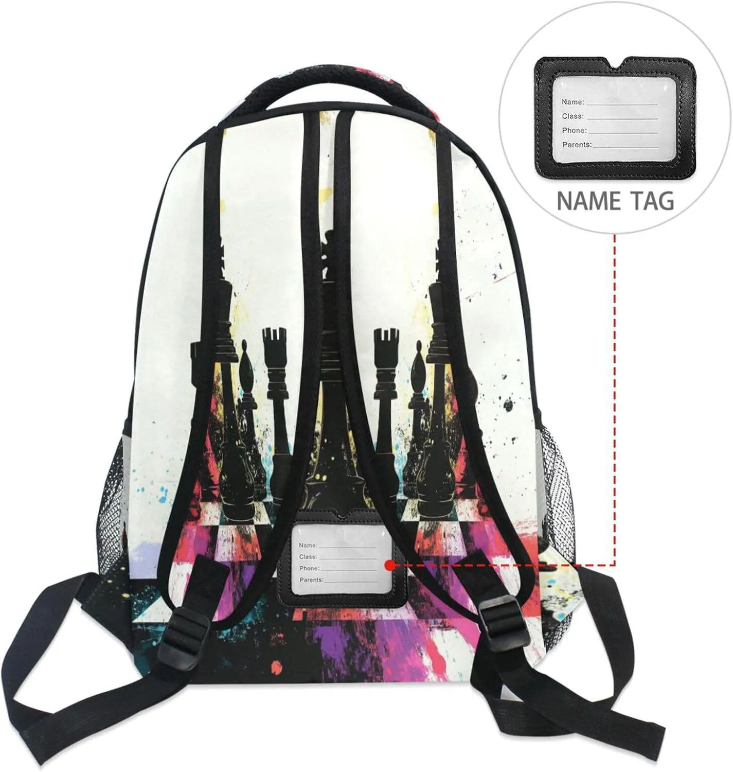 Cute Backpack for Men Women Waterproof Stylish Travel Bags with Chest Strap for Travel Trip Chess Set