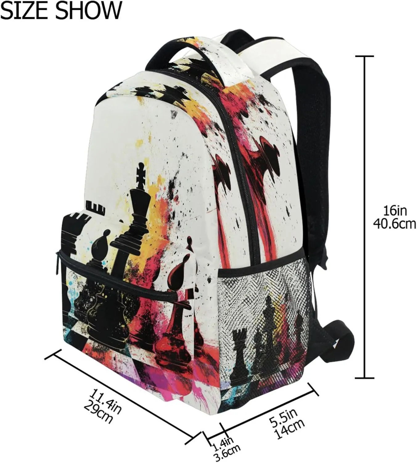 Cute Backpack for Men Women Waterproof Stylish Travel Bags with Chest Strap for Travel Trip Chess Set