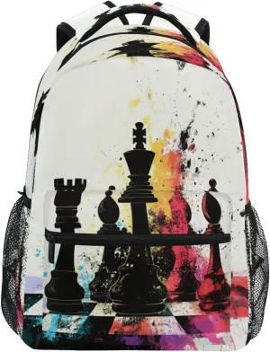 Cute Backpack for Men Women Waterproof Stylish Travel Bags with Chest Strap for Travel Trip Chess Set