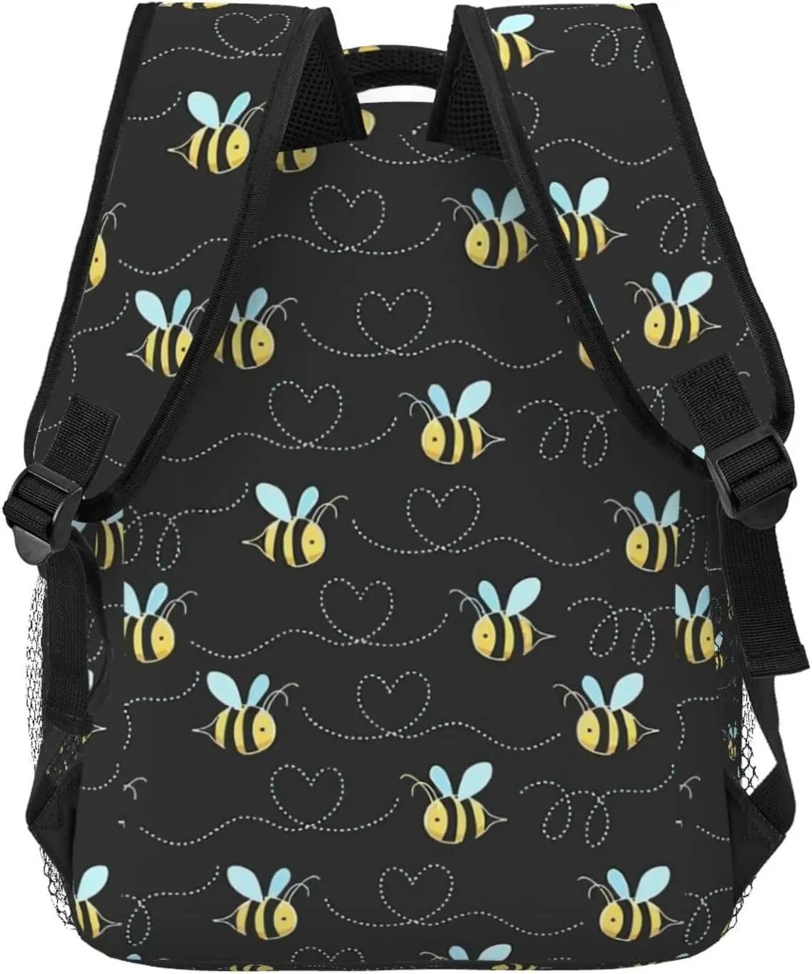Cute Bee Heart Backpack For School Laptop Bags Bookbag Big Casual Daypack For Student Girls Boys Kids Teens Travel Sports Work