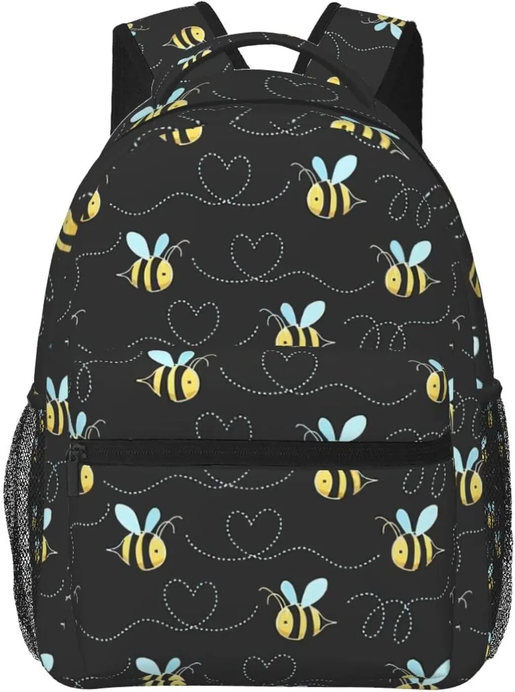 Cute Bee Heart Backpack For School Laptop Bags Bookbag Big Casual Daypack For Student Girls Boys Kids Teens Travel Sports Work