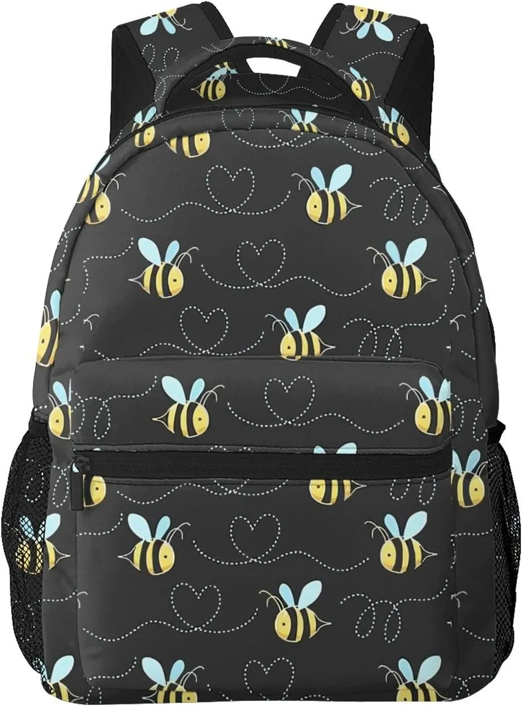 Cute Bee Heart Backpack For School Laptop Bags Bookbag Big Casual Daypack For Student Girls Boys Kids Teens Travel Sports Work