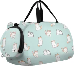 Cute Cartoon Cat Duffel Bags for Boys Small Gym Bags for Teens Dance Bags for Girls