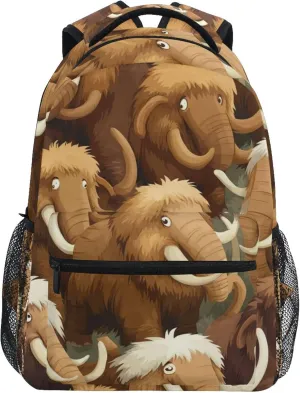 Cute Cartoon Mammoth Backpack Laptop Tablet Travel School Bag with Name Tag for Boys Girls