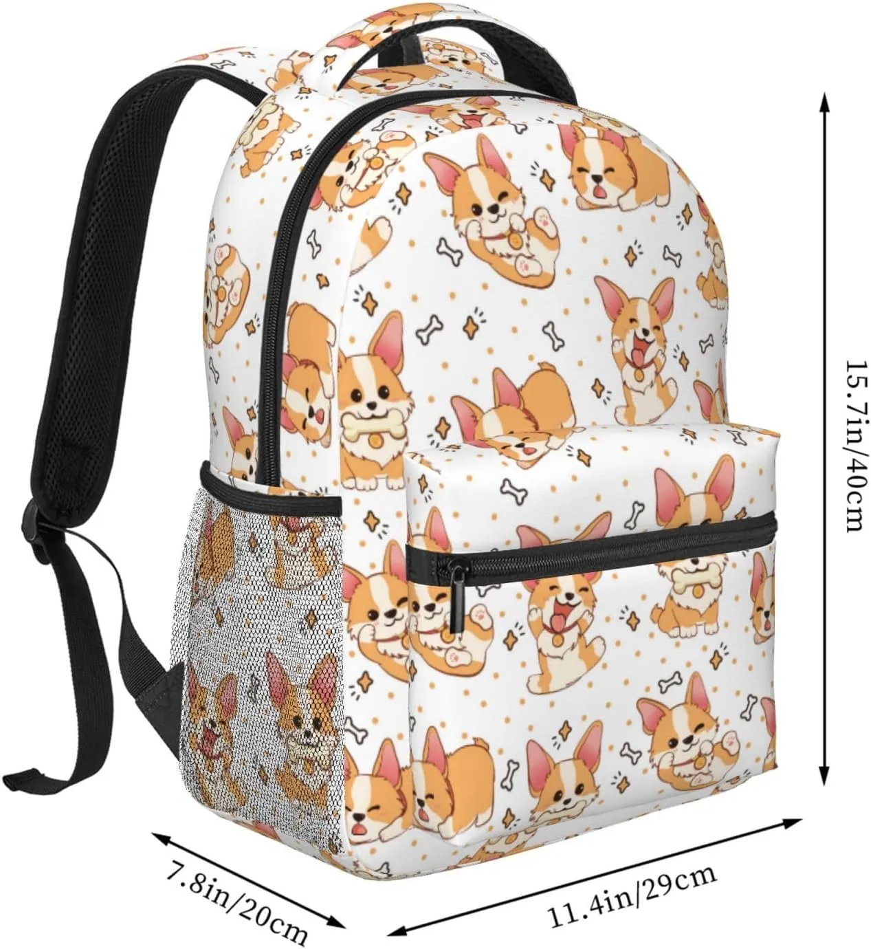 Cute Corgi Girls Boys Backpack Elementary Middle Dog Theme School Backpack Bookbag for Girls Boys Kids Teen Back to School Book Bag Gifts for 2nd 3rd 4th 5th 6th Grade Students