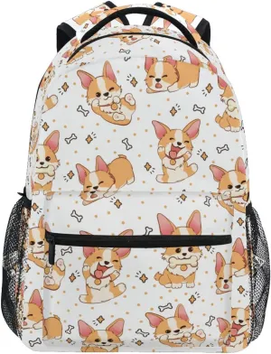Cute Corgi Girls Boys Backpack Elementary Middle Dog Theme School Backpack Bookbag for Girls Boys Kids Teen Back to School Book Bag Gifts for 2nd 3rd 4th 5th 6th Grade Students