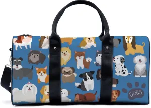 Cute Dog And Puppy Set Travel Duffel Bag for Woman Weekender Bag Man Tote Gym Bag Sport Gym Bag Hospital Bag for Labor and Delivery Overnight Bag Luggage Bag