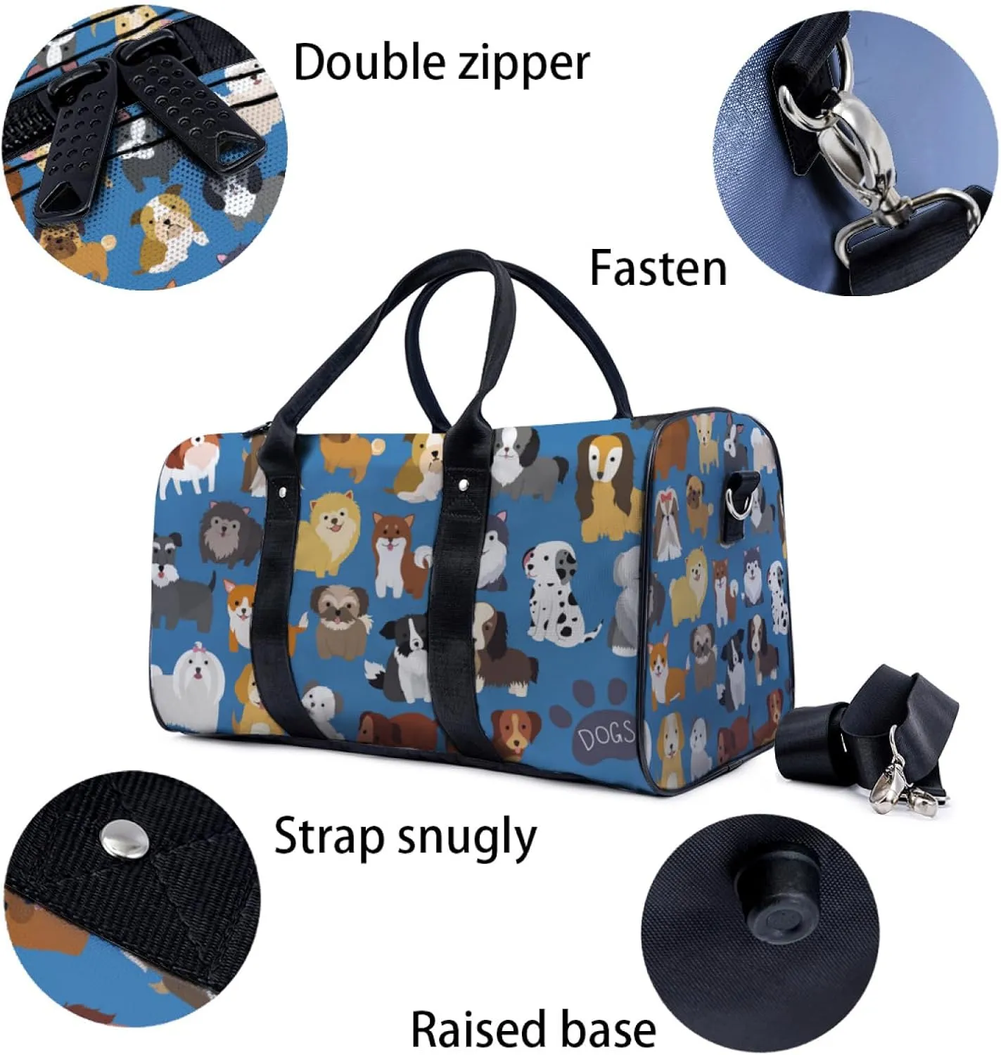 Cute Dog And Puppy Set Travel Duffel Bag for Woman Weekender Bag Man Tote Gym Bag Sport Gym Bag Hospital Bag for Labor and Delivery Overnight Bag Luggage Bag