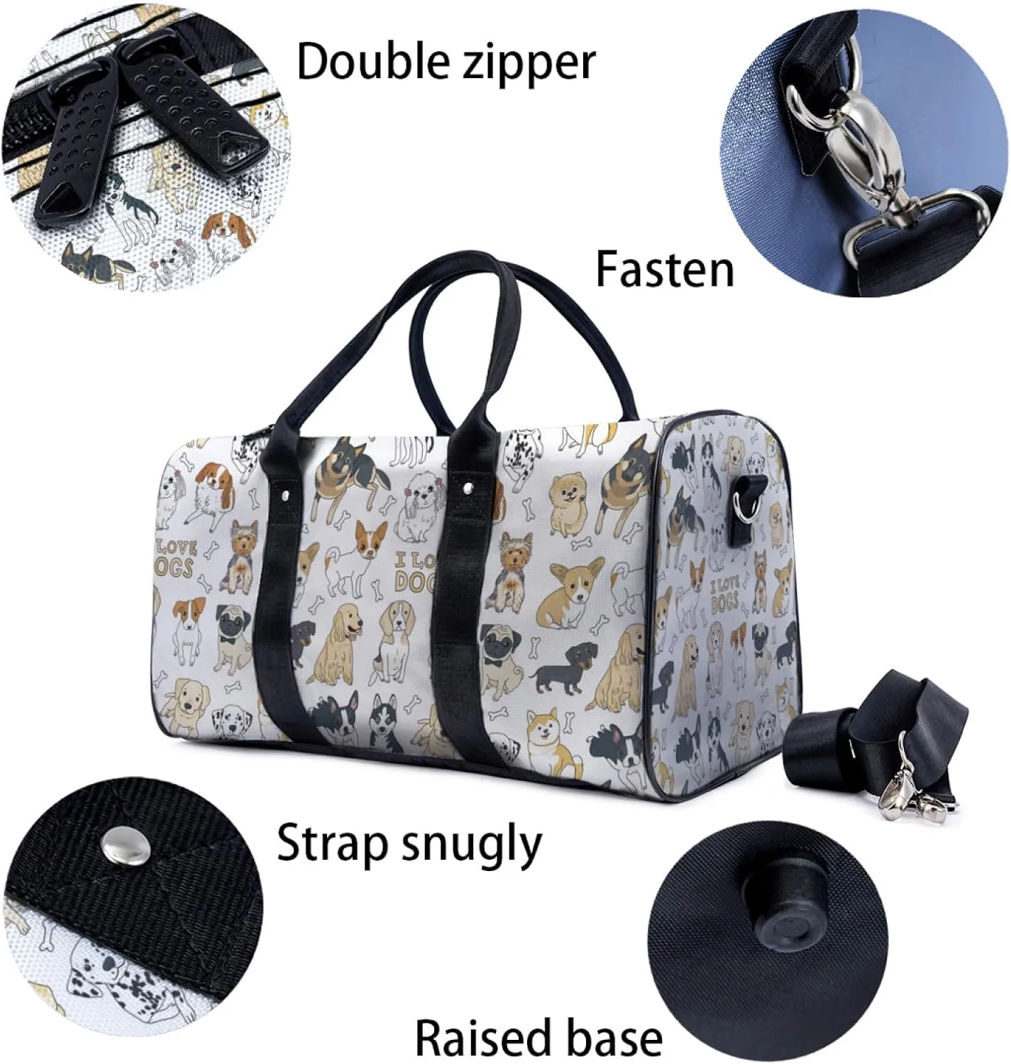 Cute Dogs Travel Duffel Bag for Woman Weekender Bag Man Tote Gym Bag Sport Gym Bag Hospital Bag for Labor and Delivery Overnight Bag Luggage Bag