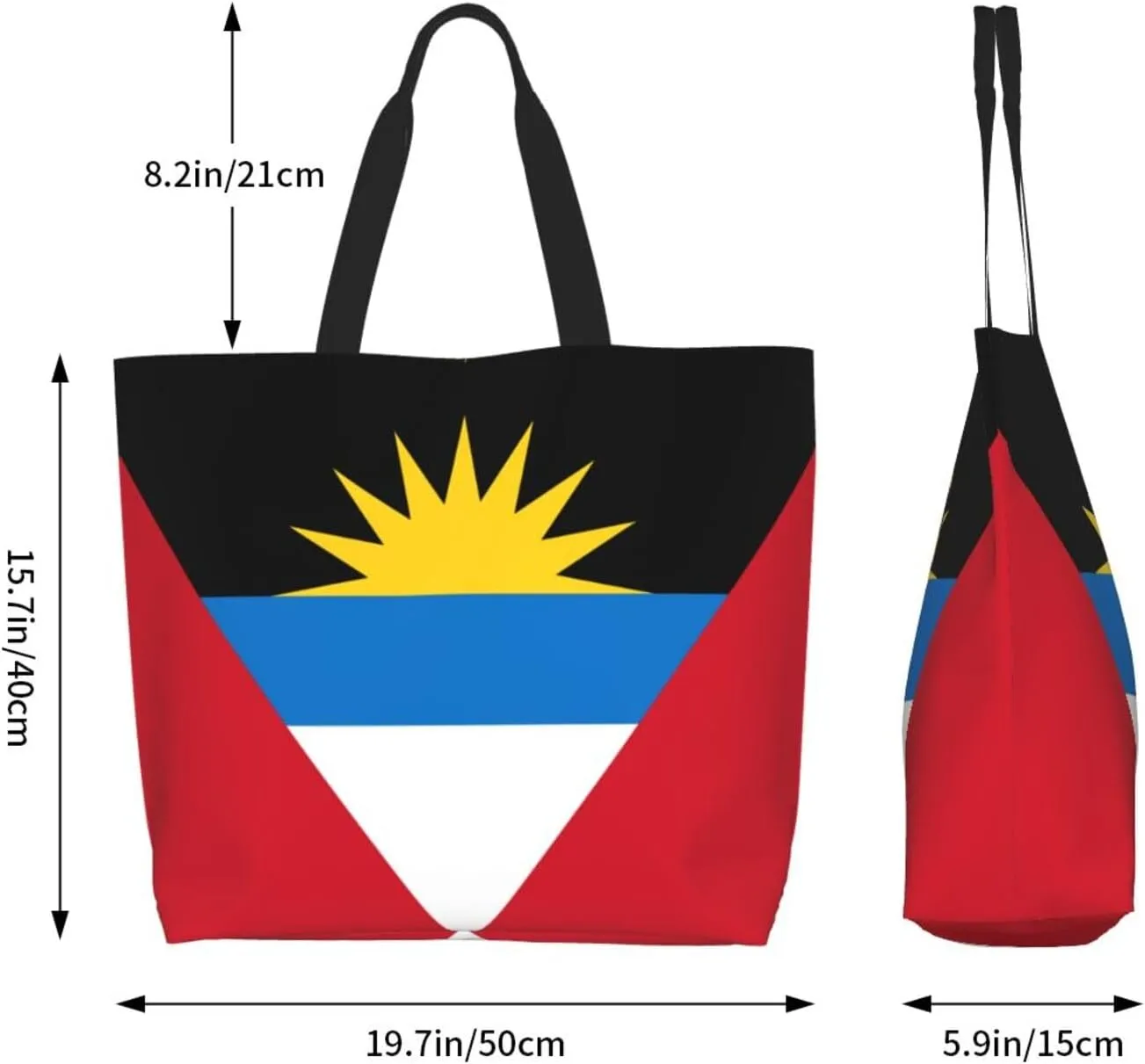 Cute Flag Tote Bag for Women Men Reusable Patriotic Beach Grocery Shopping Bag for Outdoor Gym Shopping