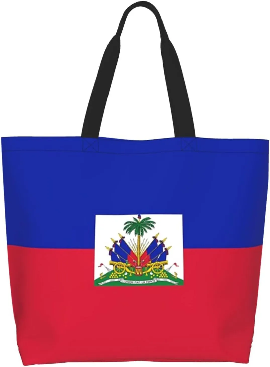 Cute Haiti Haitian Flag Tote Bags for Women Men Travel Grocery Shopping Bags Haitian Shoulder Bag for Work,Travel,Gym