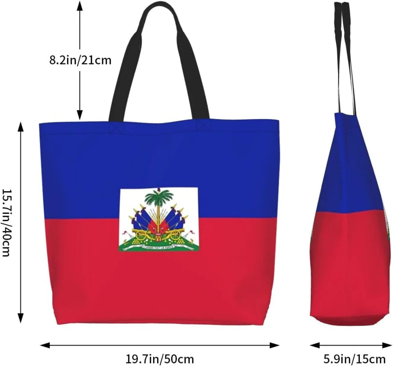 Cute Haiti Haitian Flag Tote Bags for Women Men Travel Grocery Shopping Bags Haitian Shoulder Bag for Work,Travel,Gym
