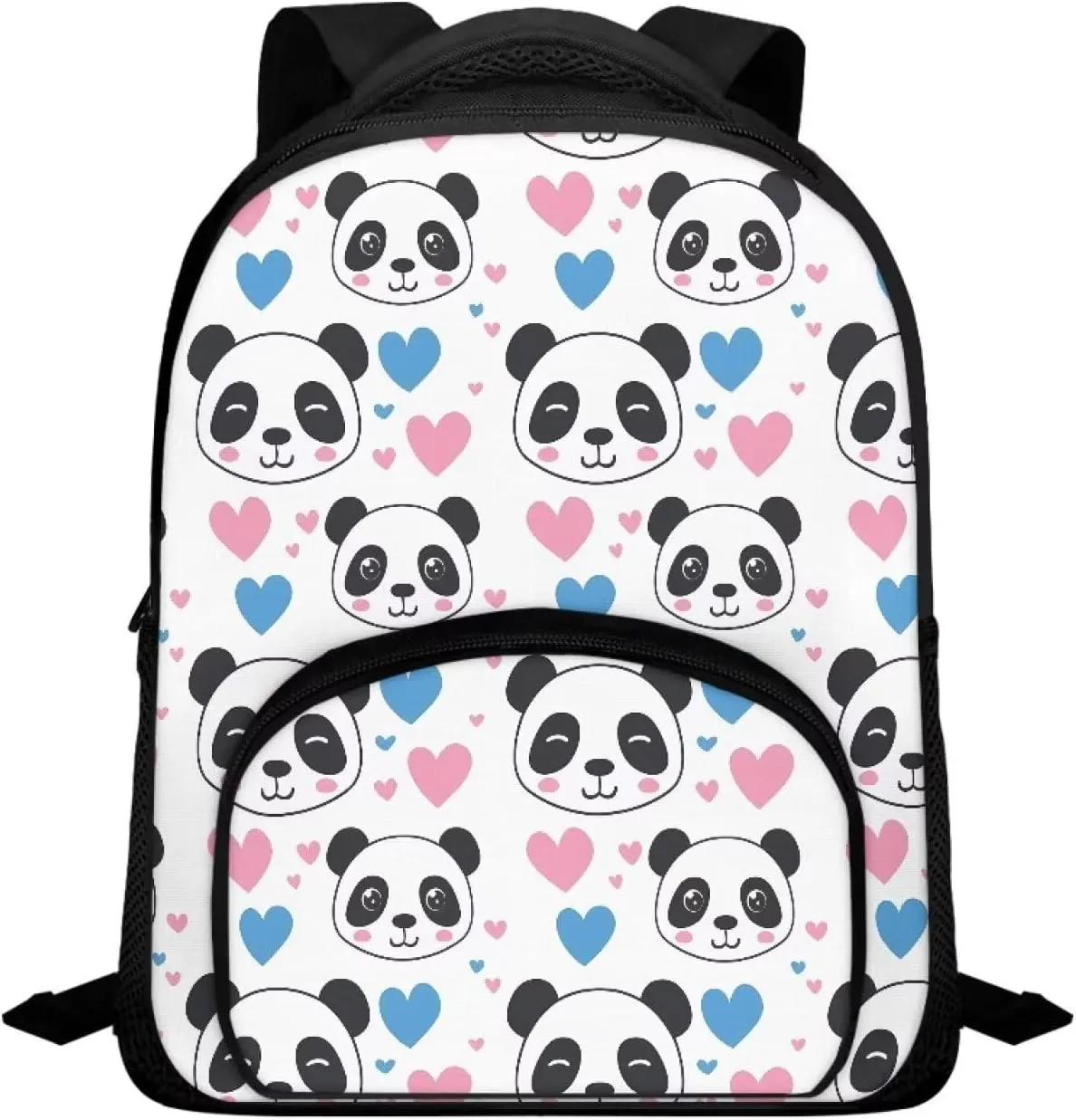 Cute Panda Backpack for Girls Love Heart Backpack with Front Pocket Preschool Elementary School Student Bookbag for Children Fashion 12 Inch Backpack for Teens Back to School Gifts