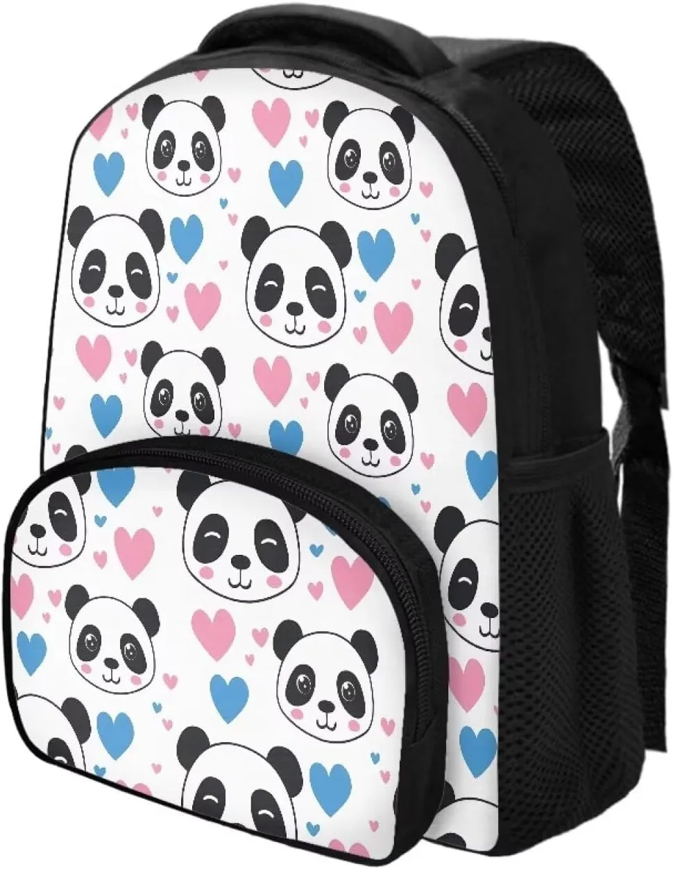 Cute Panda Backpack for Girls Love Heart Backpack with Front Pocket Preschool Elementary School Student Bookbag for Children Fashion 12 Inch Backpack for Teens Back to School Gifts