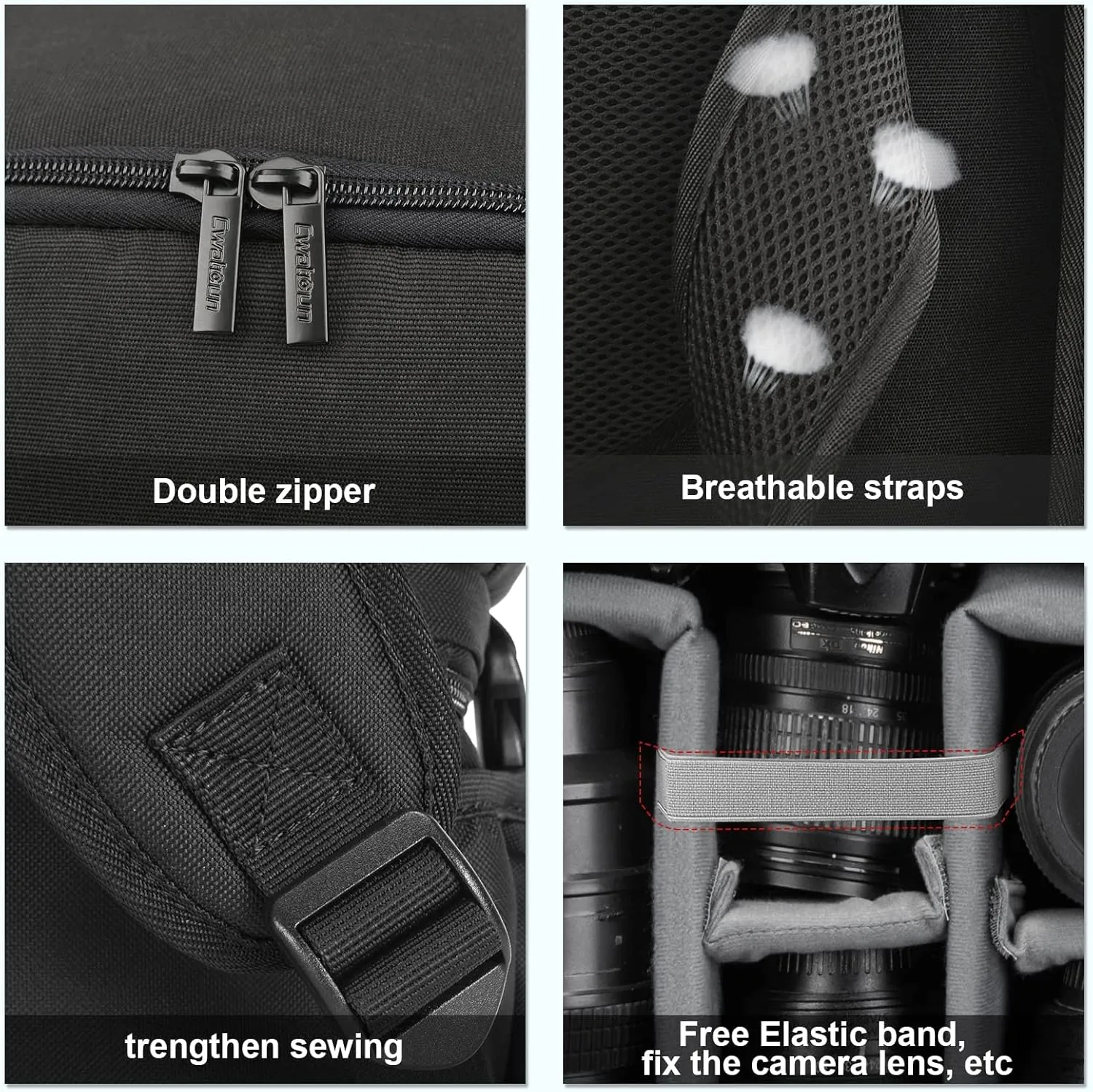 Cwatcun Camera Backpack Trolley Case Bag with Tripod Holder Anti-Theft Waterproof Camera Bag fits 15.6' Laptop for Canon Nikon Sony DSLR SLR Camera for Women Men Photographer