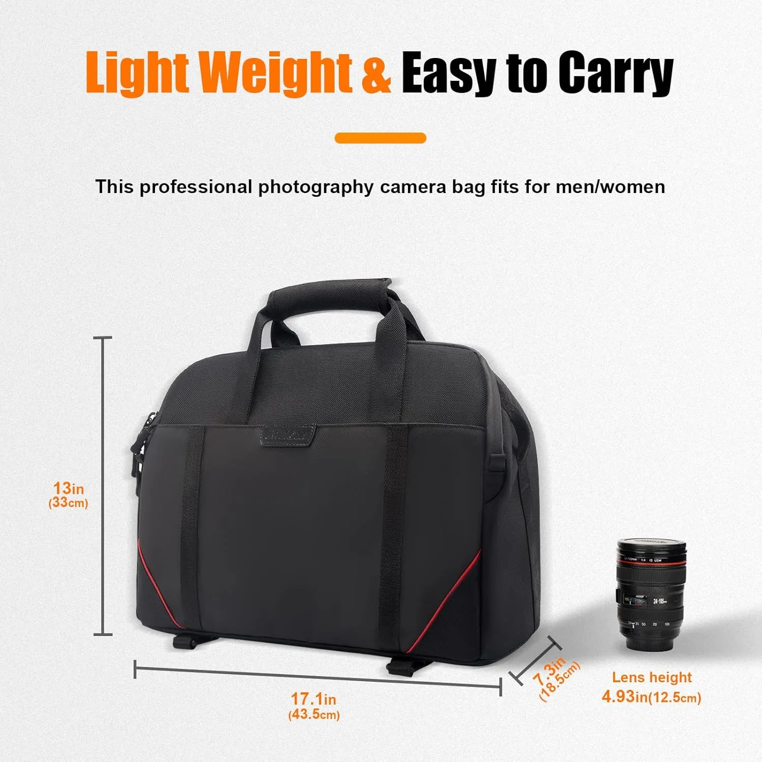 Cwatcun Camera Bag Crossbody, DSLR/SLR/Mirrorless Camera Bags for Photographers with Tripod Holder&Laptop, Camera Case Compatible with Canon/Nikon/Sony - Large