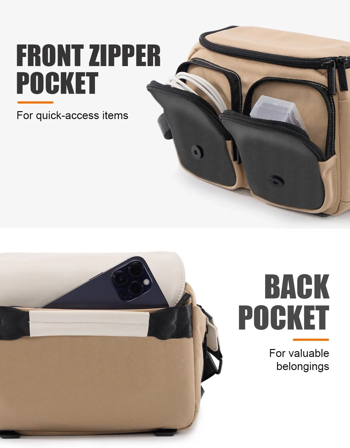 Cwatcun Camera Shoulder Bag Compact Camera Case, Small Waterproof Camera Messenger Bag with Tripod Holder, Travel Photography Bag for Canon, Nikon, Sony, Fuji DSLR/SLR/Mirrorless Camera, Lens