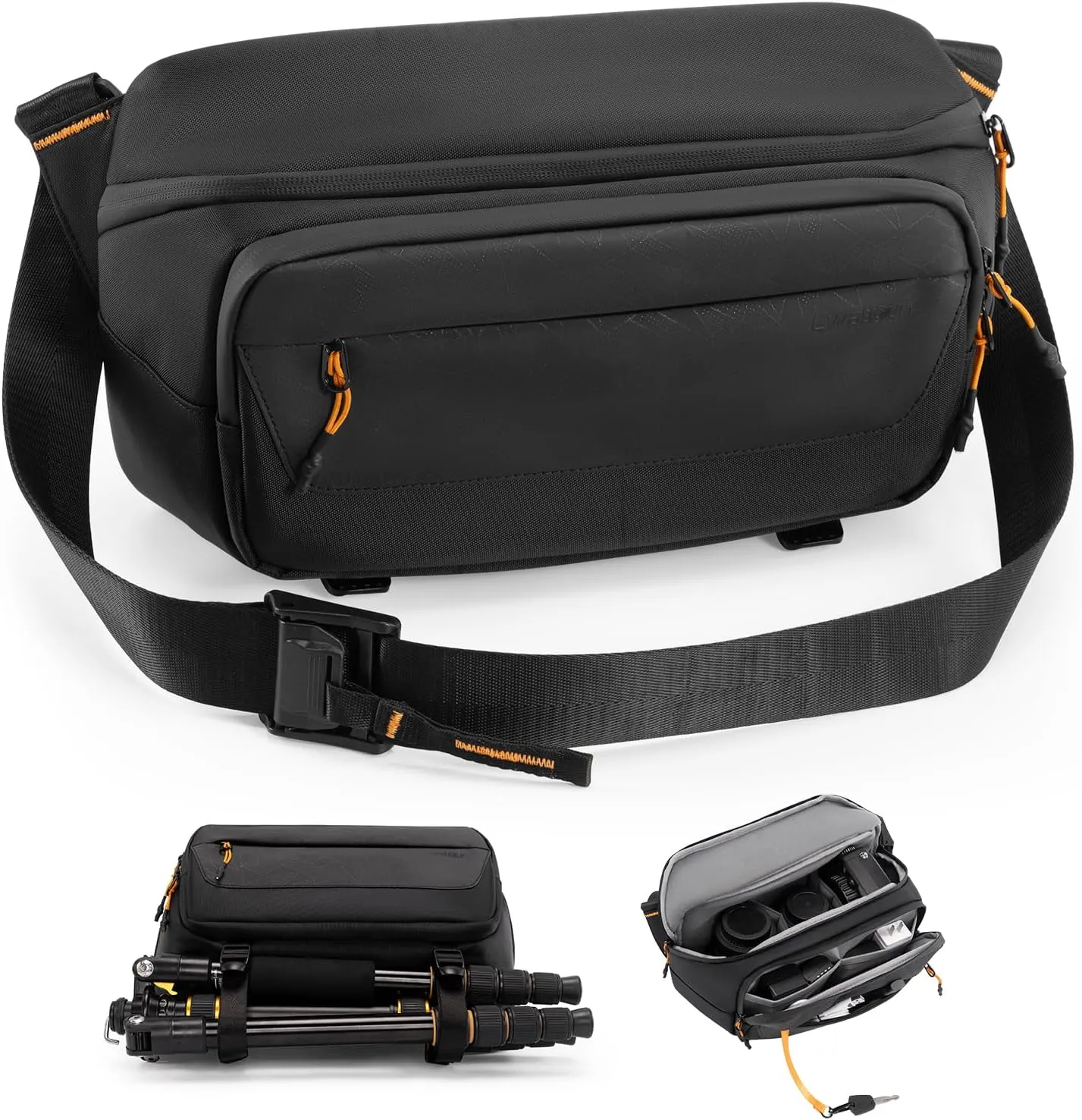 Cwatcun Camera Sling Bag, DSLR Compact Camera Shoulder Bag Crossbody with Tripod Strap, Photography Bag Case Purse for Canon Nikon Sony Fuji DSLR/SLR/Mirrorless Cameras