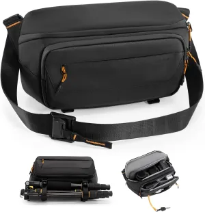 Cwatcun Camera Sling Bag, DSLR Compact Camera Shoulder Bag Crossbody with Tripod Strap, Photography Bag Case Purse for Canon Nikon Sony Fuji DSLR/SLR/Mirrorless Cameras