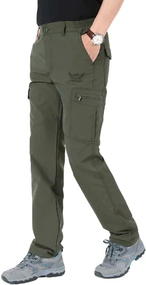 Daily Wear Men's Outdoor Hiking Pants Quick Dry Waterproof Work Pants for Men Stretch Jogger Cycling Pant, 6 Pockets (Color : Army Green, Size : M-Medium)