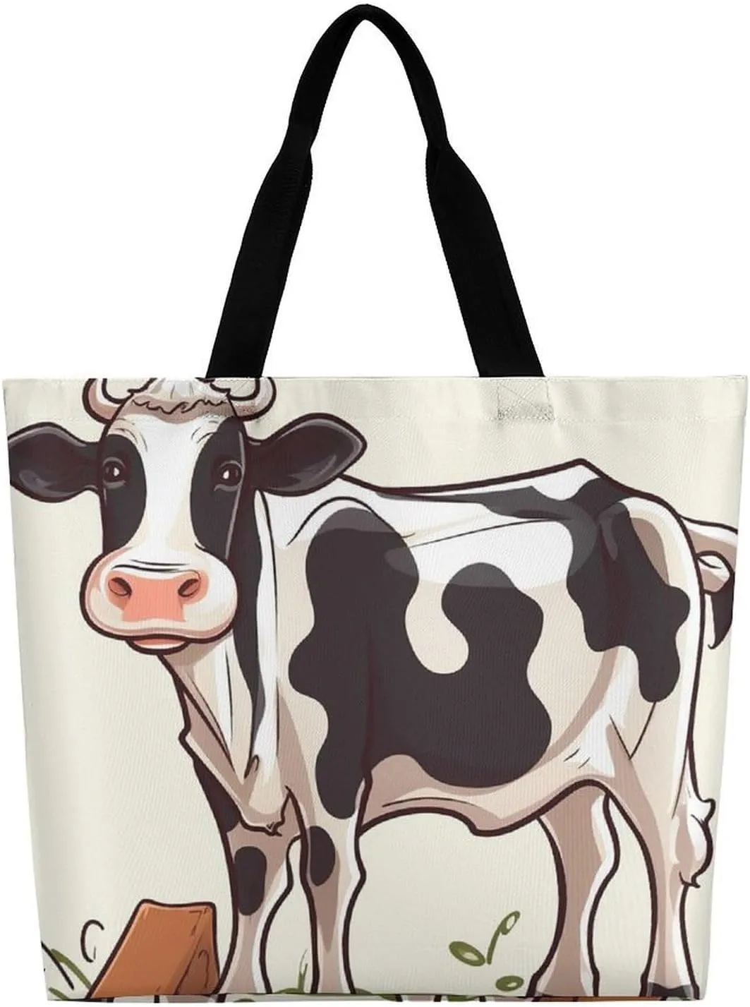 Dairy Cow Tote Bag Large Women Casual Shoulder Bag Reusable Grocery Bag Fasion Handbag for Office Shopping Travel