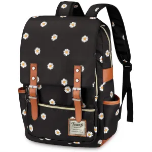 Daisy School Backpack for Girls Women,College School Bookbags for Teenagers (Black)
