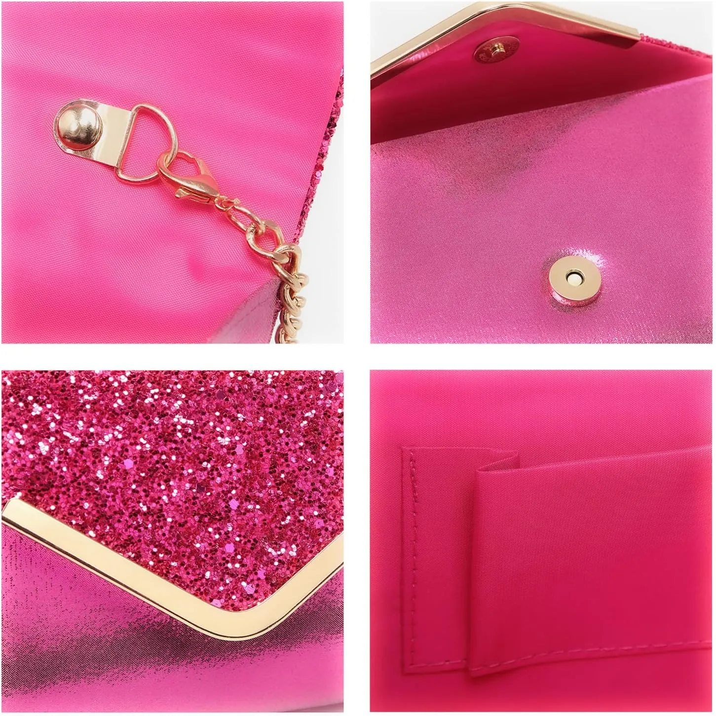 Dasein Women Evening Bags Formal Clutch Purses for Wedding Party Prom Handbags with Shoulder Strap and Glitter Flap