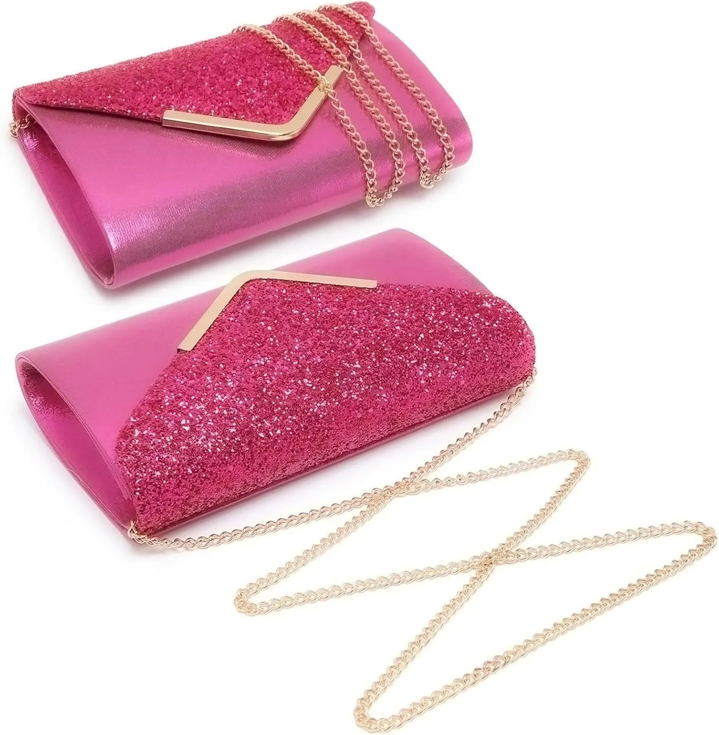Dasein Women Evening Bags Formal Clutch Purses for Wedding Party Prom Handbags with Shoulder Strap and Glitter Flap