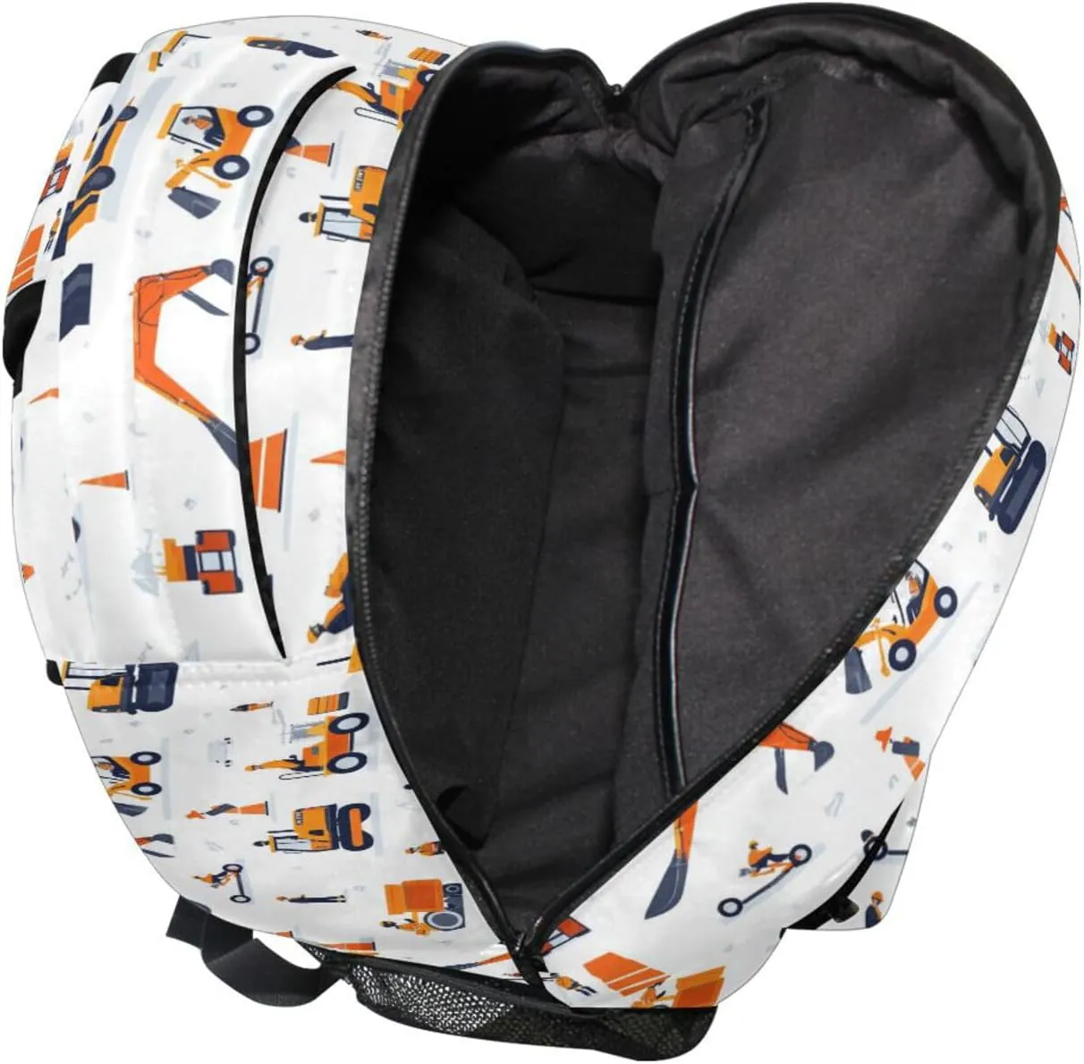 Day Backpack for Men and Women Waterproof Backpack With Water Bottle Pocket with Chest Strap Gift Men & Women Construction Scene Concrete Mixer Truck Bulldozer