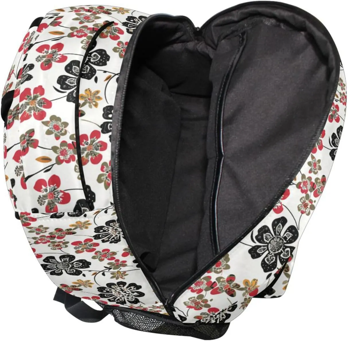 Day Backpack for Men Women Fashion Laptop Bookbag with Chest Strap for College Work Bohemian Elephants Flowers White