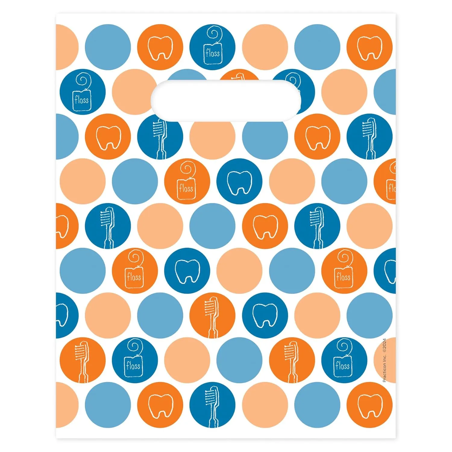 Dental Dots Dental Giveaway Bags, 8" x 10", 100 Pack