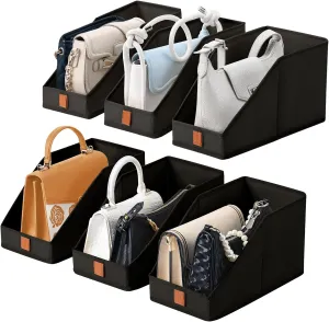 DIMJ Closet Organizers for Purses and Bag Storage, Small Storage Bins Foldable, Storage Baskets for Shelves, Wardrobe, Bedroom, Office - Fabric Cube Storage 6 Pack(Black, 5.9 x 11.8 x 6.7 in)