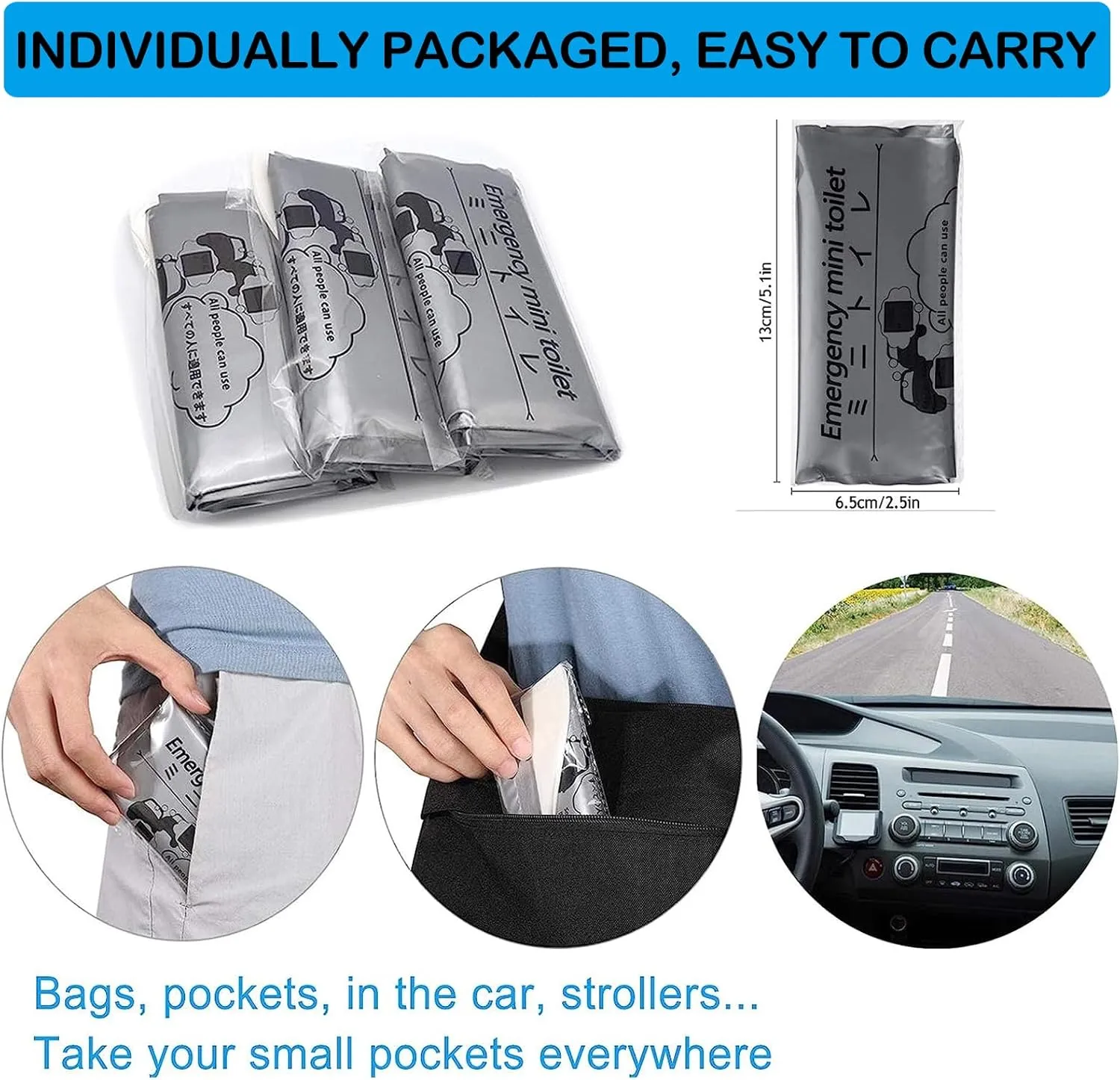 Disposable Emergency Urinal Bag, 8/12/20/24 Pack Portable Camping Pee Bags, Travel Pee Bags, Traffic Jam Emergency Portable Urine Bag, Vomit Bags, for Men Women Kids Children Patient