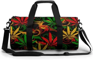 Distinct Tropical Weed Leaves Duffelbag Zipper Tote Bag Lightweight Duffelbag Picnic Bags Gym Satchel Travel Handbag Sports Duffel Bags 17.7in/9in/9in