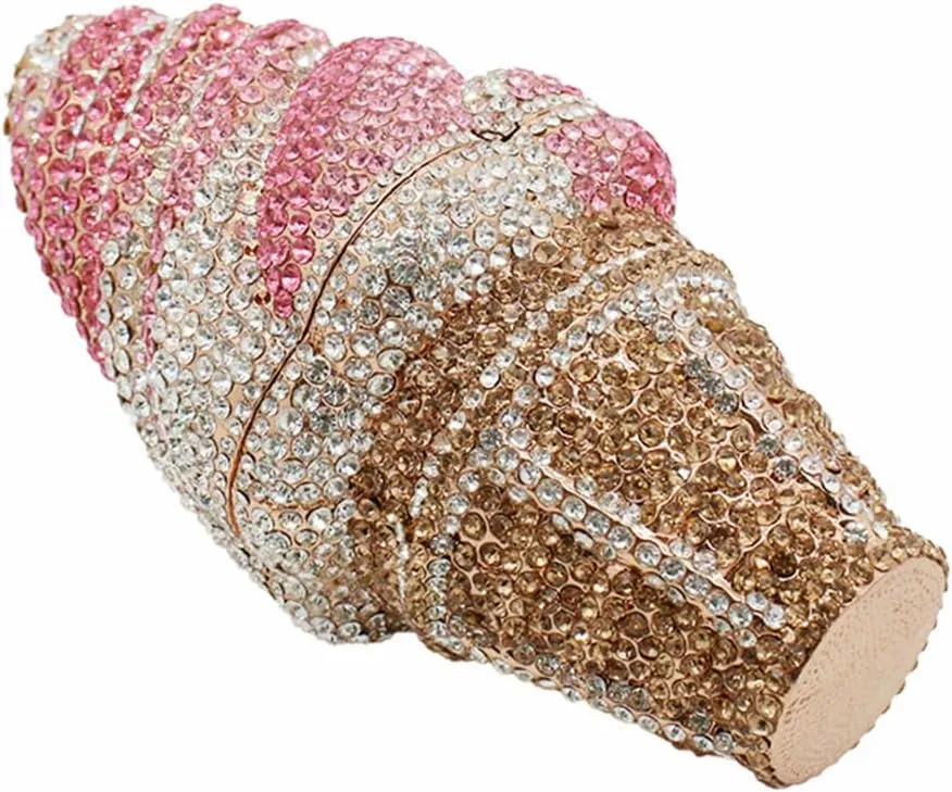 DJBM Cute Cupcake Rhinestone Clutch Diamond Crystal Purse Evening Bags for Women Party Wedding Cocktail Prom