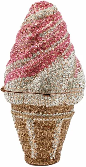DJBM Cute Cupcake Rhinestone Clutch Diamond Crystal Purse Evening Bags for Women Party Wedding Cocktail Prom