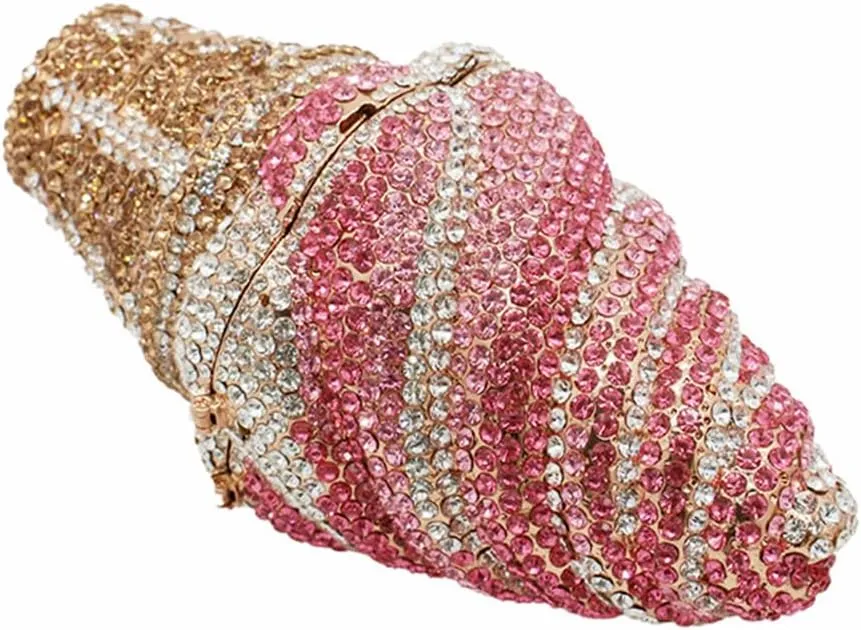 DJBM Cute Cupcake Rhinestone Clutch Diamond Crystal Purse Evening Bags for Women Party Wedding Cocktail Prom