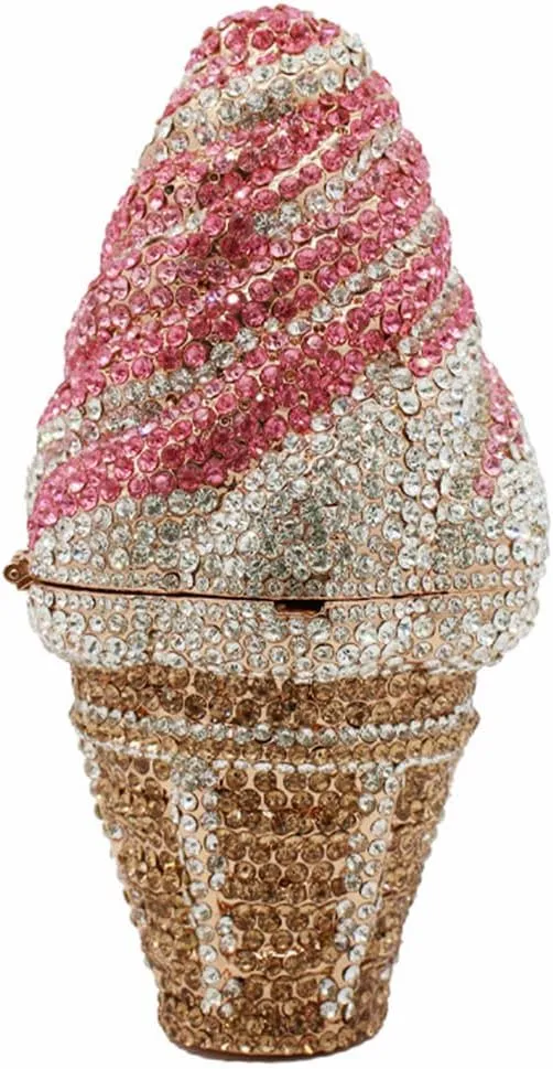 DJBM Cute Cupcake Rhinestone Clutch Diamond Crystal Purse Evening Bags for Women Party Wedding Cocktail Prom