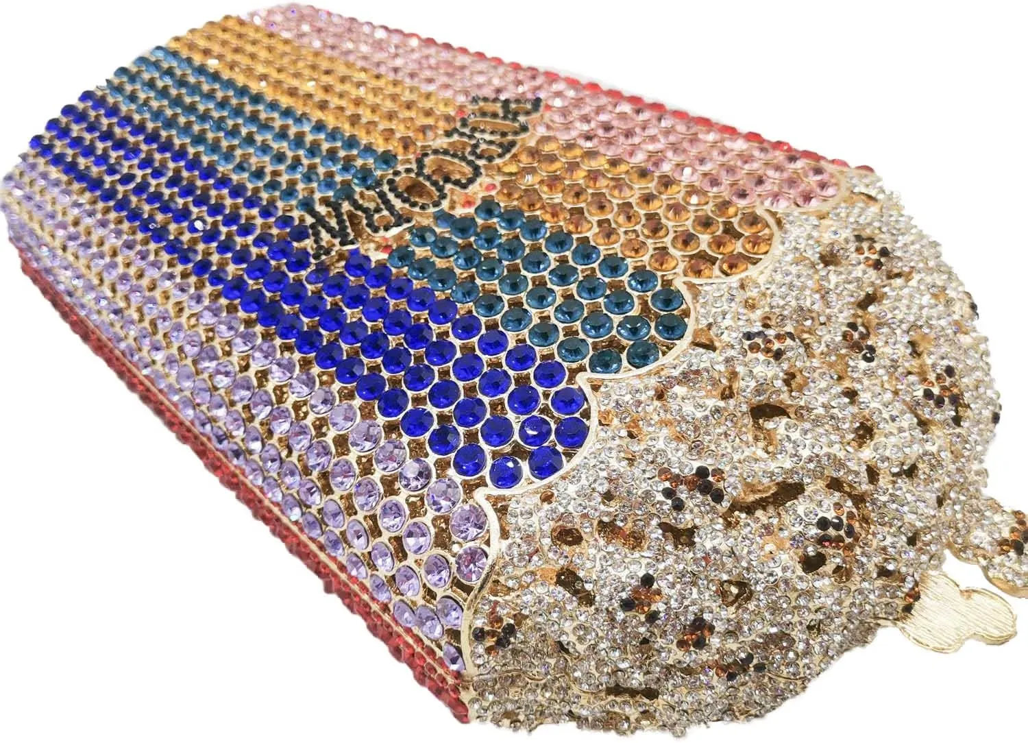 DJBM Luxury Women Rhinestone Clutch - Popcorn Evening Bag with Crystal Rhinestones for Women - Perfect for Party Nights