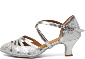 DKZSYIM Glitter Women Latin Dance Shoes Closed Toe Ballroom Salsa Tango Practice Performence Party Dancing Shoes,Model CMJ-512