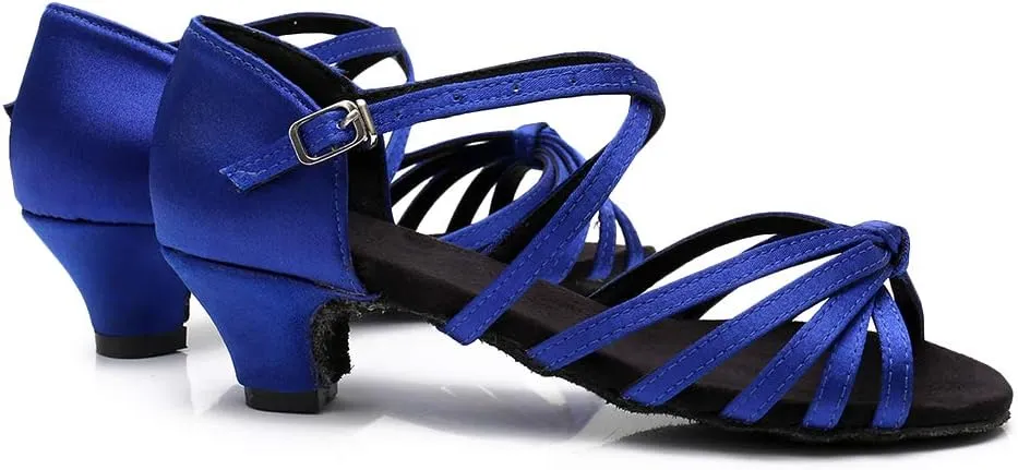 DKZSYIM Women's Satin Latin Dance Shoes Ballroom Salsa Performance Practice Dancing Shoes,Model LP-1217ZS
