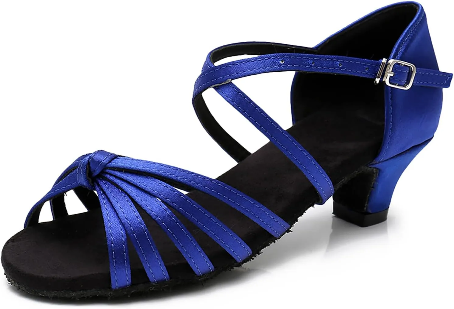 DKZSYIM Women's Satin Latin Dance Shoes Ballroom Salsa Performance Practice Dancing Shoes,Model LP-1217ZS
