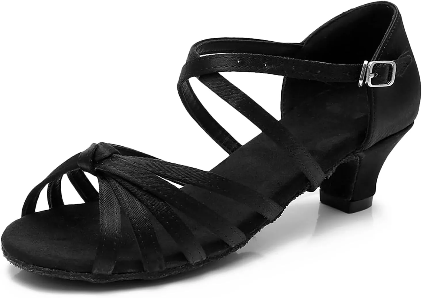 DKZSYIM Women's Satin Latin Dance Shoes Ballroom Salsa Performance Practice Dancing Shoes,Model LP-1217ZS